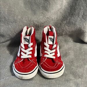 Vans Kids Red and White High-Top Sneakers